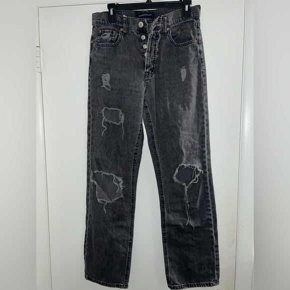 Aeropostale Denim - Aeropostale Women's Black Distressed Straight Jeans size 4 reg